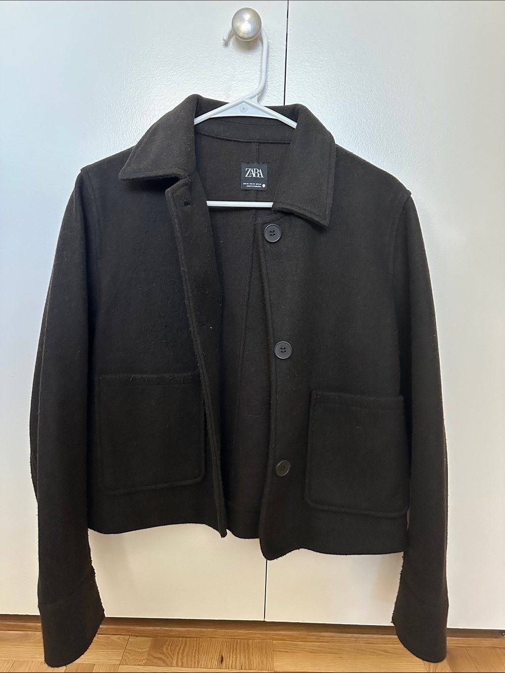 Zara Black Wool Button-Front Jacket